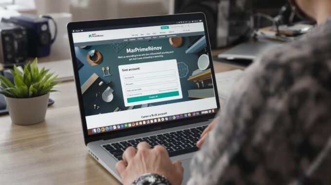 Personne utilisant un ordinateur sur le site MyPrimeRenov