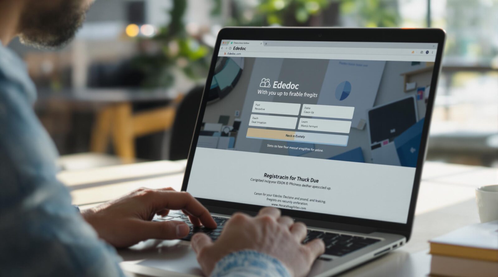 Personne utilisant un ordinateur sur le site ededoc