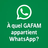 Image montrant le logo whatsapp avec le texte en dessous "A quel GAFAM appartient WhatsApp"
