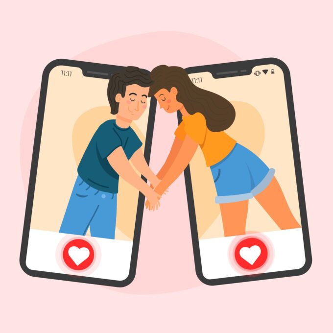 Deux personnes qui s'embrassent grâce à une application de rencontre