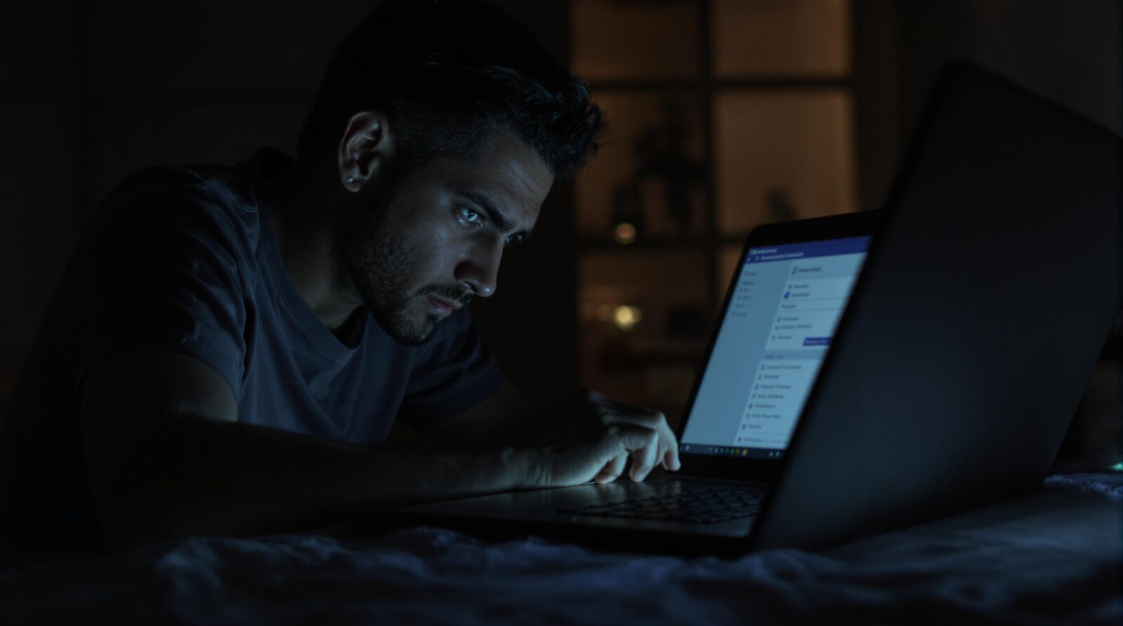 Homme essayant d'accéder à son compte facebook sans son mot de passe