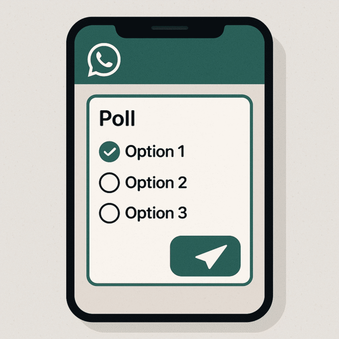 Sondage WhatsApp affiché sur smartphone avec options de vote