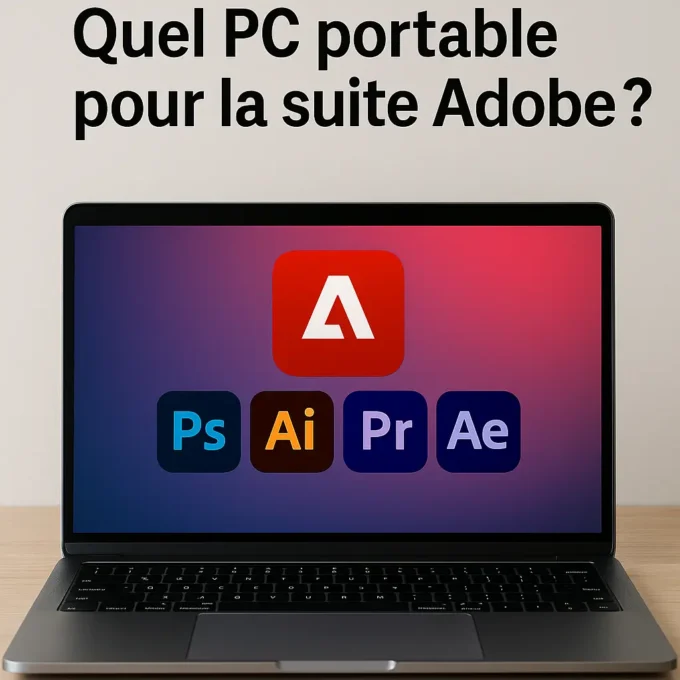 Ordinateur avec la suite Adobe