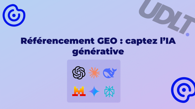 Illustration sur le référencement GEO avec dégradé de couleur UDLT.